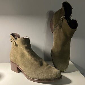 Cole Haan Olive Suede Ankle Booties